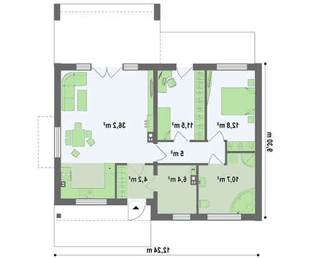 Проект сучасного одноповерхового будинку з незвичайною терасою