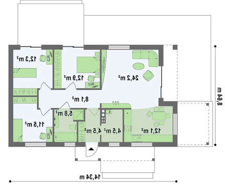 Проект невеликого сучасного одноповерхового будинку