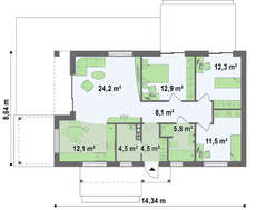 Проект невеликого сучасного одноповерхового будинку
