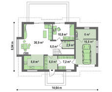 Проект сучасного будинку з п'ятьма спальнями і гаражем