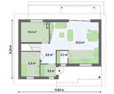 Проект енергозберігаючого будинку з мансардою