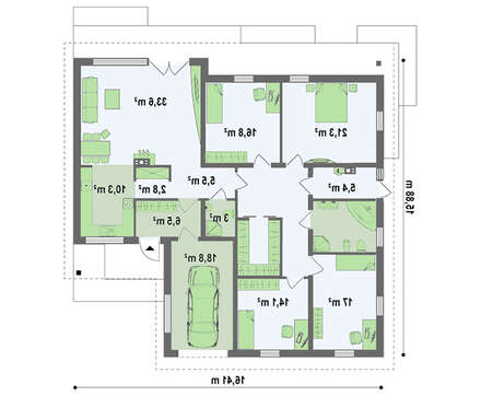 Проект одноповерхового будинку з гаражем на одну машину
