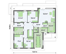 Проект одноповерхового будинку з гаражем на одну машину