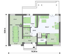 Проект котеджу з вбудованим гаражем і мансардою