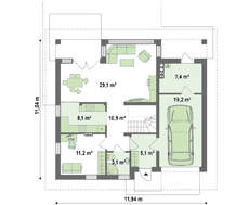 Проект будинку з гаражем 11 на 11