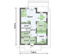 Проект вузького будинку з мансардою в традиційному стилі