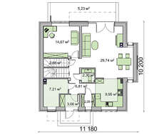 Проект будинку 9 на 10 з двосхилим дахом