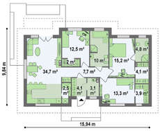 Проект класичного одноповерхового будинку