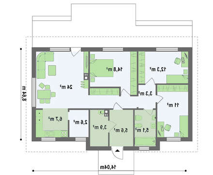 Проект простого елегантного одноповерхового будинку