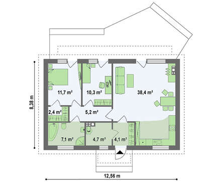 Проект одноповерхового економічного та функціонального будинку