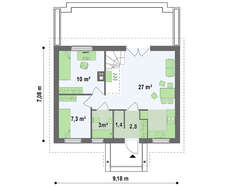 Проект класичного будинку з двосхилим дахом