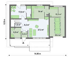 Проект будинку з великою терасою на другому поверсі