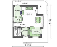 Проект двоповерхового будинку з панорамним склінням 9 на 9
