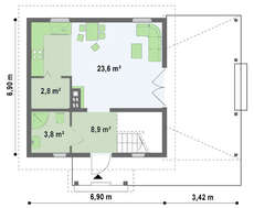 Проект невеликого будинку з мансардою і бічною терасою