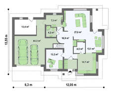 Проект котеджу з додатковою вітальнею на 2 поверсі