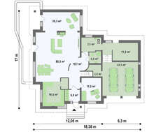 Проект респектабельного особняка з гаражем для двох авто