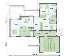 Проект одноповерхового будинку з гаражем, на 200 m²