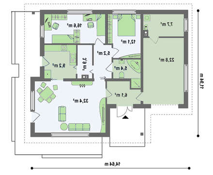 Проект невеликого дачного будинку з гаражем