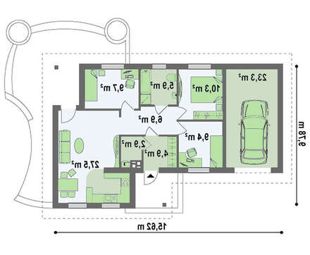 Проект стильного одноповерхового будинку з гаражем