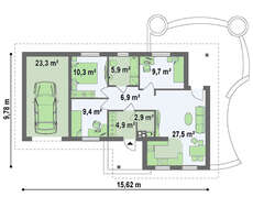 Проект стильного одноповерхового будинку з гаражем