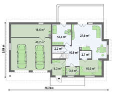 Проект світлого затишного котеджу з мансардою та гаражем для 2х автомобілів