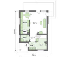 Проект невеликого сучасного будинку з цегляним фасадом