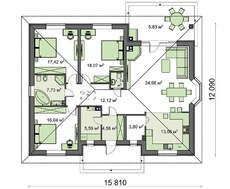 Проект класичного одноповерхового будинку площею 141 кв.м.