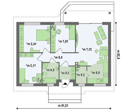 Проект одноповерхового міського котеджу в традиційному стилі