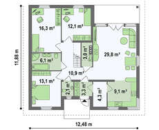 Проект великого елегантного котеджу з мансардою