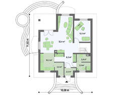 Проект будинку площею 155 кв.м. з гарним балконом і невеликою терасою