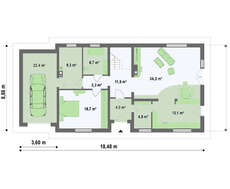 Проект класичного будинку з мансардою і 2 спальнями