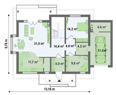 Проект 2-х поверхового котеджу з гаражем