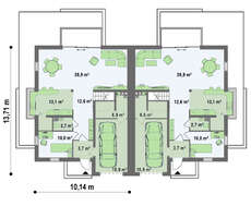Проект сучасного стильного котеджу на дві сім'ї