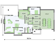 Проект сучасного будинку з просторою терасою над гаражем