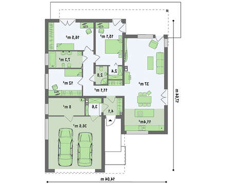 Проект будинку хай-тек з гаражем на дві машини