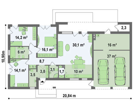 Проект будинку хай тек з гаражем на два авто