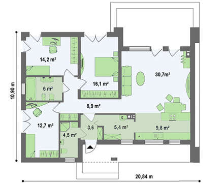 Проект одноповерхового будинку хайтек