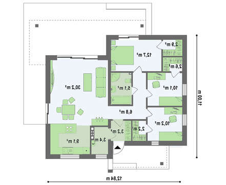 Проект сучасного одноповерхового котеджу