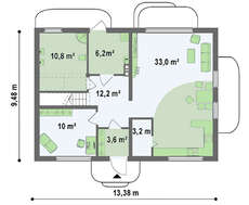 Проект двоповерхового будинку з двосхилим дахом