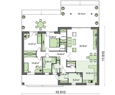 Проект одноповерхового будинку в сучасному стилі
