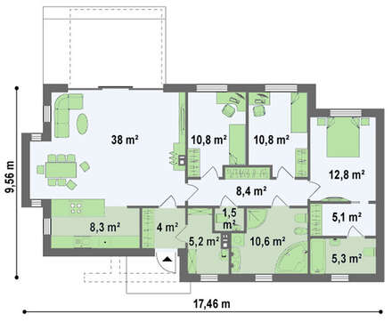 Практичний одноповерховий будинок в стилі хай-тек