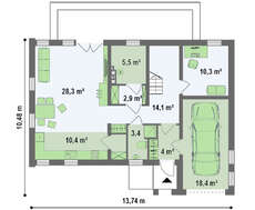 Проект сучасного будинку з мансардою та гаражем