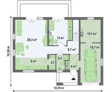Проект затишного будинку з гаражем