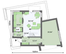 Проект сучасного невеликого будинку з гаражем