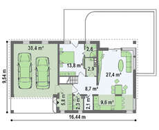 Проект просторого котеджу з мансардою та гаражем