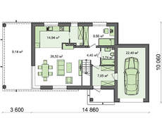 Проект двоповерхового будинку модерн з гаражем