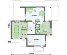 Проект сучасного будинку з додатковим приміщенням