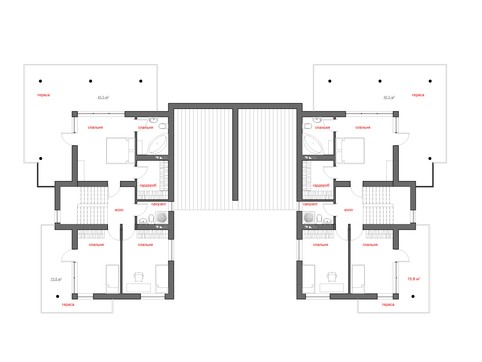 Проект сучасного будинку на дві сім'ї з плоским дахом