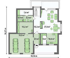 Проект великого двоповерхового будинку з вбудованою сауною