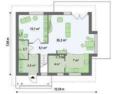 Проект котеджу площею 118 кв.м. з еркером в їдальні